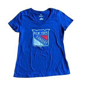 Women's New York Rangers Team Logo V-Neck T-Shirt SMALL New‎ With Tags FANATICS
